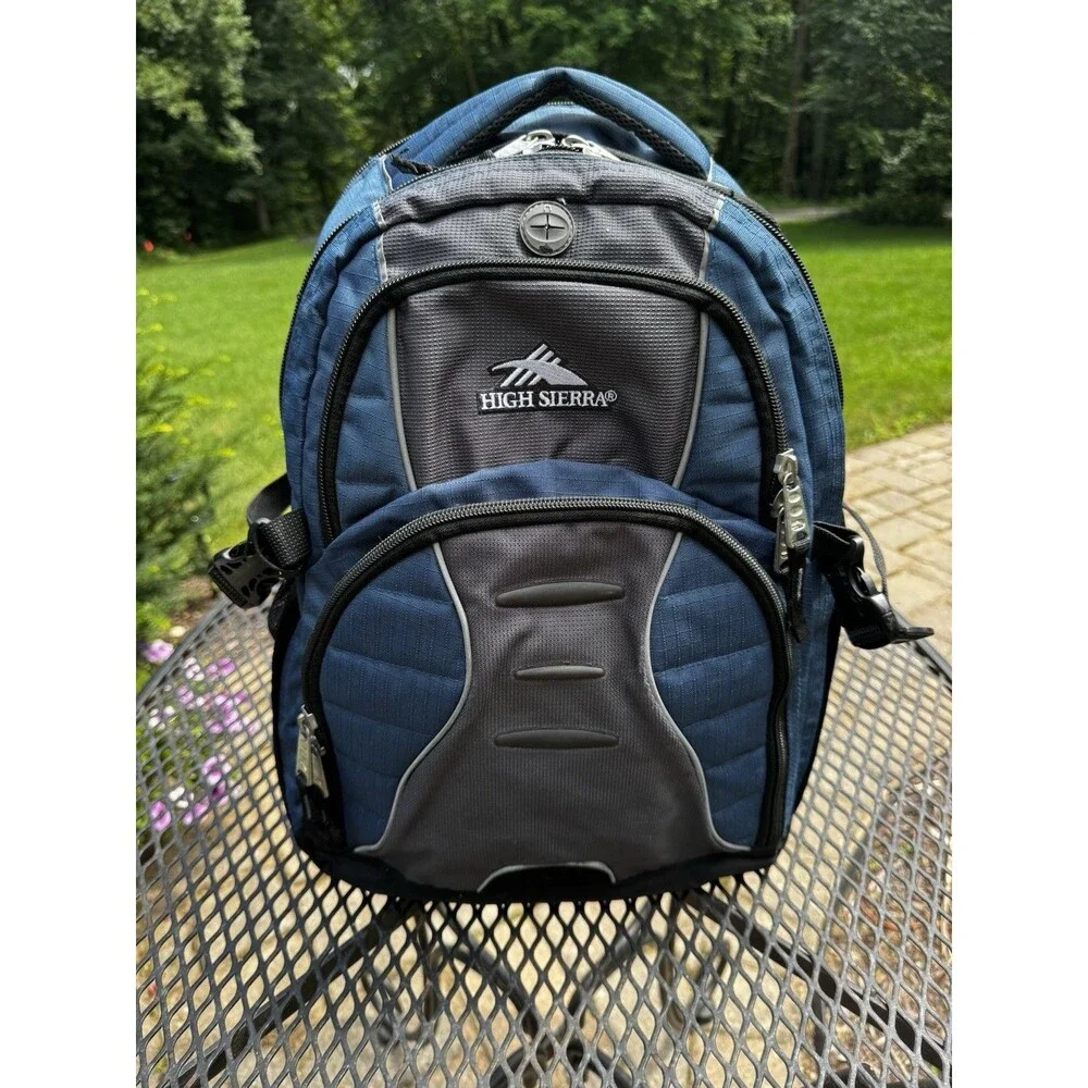 High Sierra Swerve Large Laptop Backpack Suspension Strap System Blue Gray Black